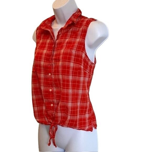 J. Crew Sleeveless Button Down Top with Front Tie Medium - Picture 2 of 7